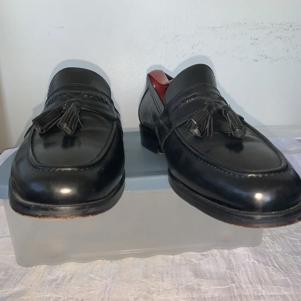 Johnston & Murphy Handcrafted Men's Tassel Loafers Shoes‎ Size 10 1/2M Black